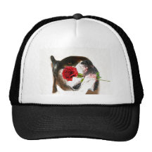 Boxer with Red Rose Baseball cap Trucker Hats