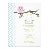 Boy Baby Shower Mother & Blue Baby Owl invitations