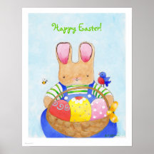 boy bunny with basket print