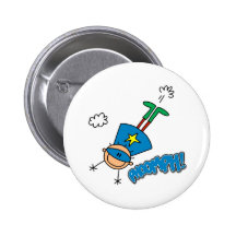 Boy Hero Flying Pinback Button