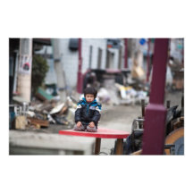 Boy in Magic Red Table Poster Photo
