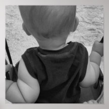 Boy on Swing B&W canvas Poster