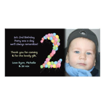 Boy or Girl 2nd Birthday Thank You Photo Card