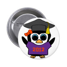 Boy Penguin Purple & Orange 2012 Grad Buttons