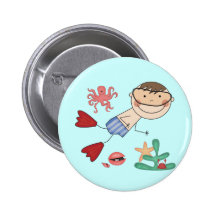Boy Swimming T-shirts and Gifts Pinback Button