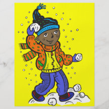 Boy Throwing Snowballs Custom Flyer