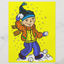 Boy Throwing Snowballs Full Color Flyer