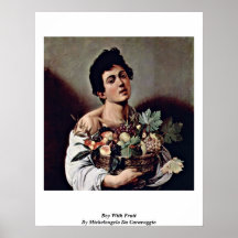 Boy With Fruit By Michelangelo Da Caravaggio Posters