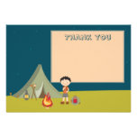 Boy's camping birthday party thank you flat cards