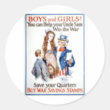 Boys,Girls And Uncle Sam Round Sticker