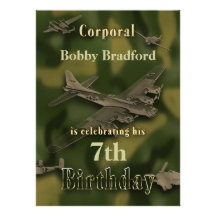 Boys Military Birthday Invitation - Camo