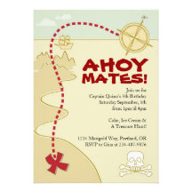 Boys Pirate Map & Pirate Ship Invitations