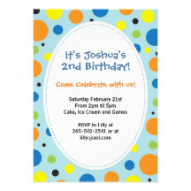 Boys polka dot themed party invitation