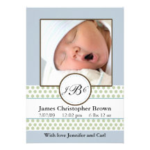 Boys Sage Dots Birth Announcement