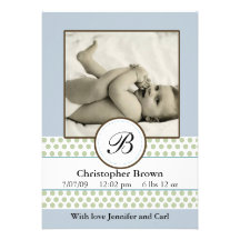 Boys Sage Dots Birth Announcement