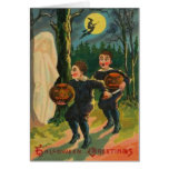 Boys Scared By Ghost Greeting Card