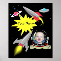 Boy's Space Rocket Photo Frame  Poster Print Decor