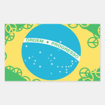 brasil flag peace rectangle stickers