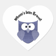 Brave Blue Cute Owl Heart Stickers