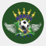 Brazil logo emblem 5 star for dark gifts round sticker