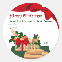 Bread Basket Christmas Gift Label Sticker