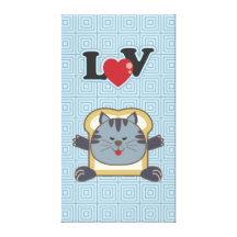 Breading Cat Blue Wrapped Canvas Stretched Canvas Print