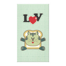 Breading Cat Green Wrapped Canvas Stretched Canvas Print