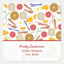 Breakfast Foods Address Sticker