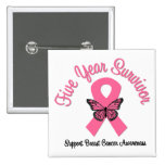 Breast Cancer 5 Year Survivor Button