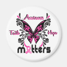 Breast Cancer Butterfly 7 Refrigerator Magnets