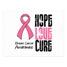 Breast Cancer Hope Love Cure Ribbon Postcard