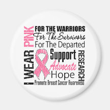 Breast Cancer I Wear Pink Ribbon TRIBUTE Fridge Magnets