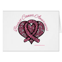 Breast Cancer Mosaic Heart Ribbon Greeting Card