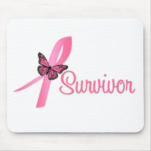 Breast Cancer Survivor Ribbon Mouse Pads