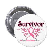 Breast Cancer Survivor Tribal Ribbon Button