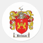 BRENNAN FAMILY CREST -  BRENNAN COAT OF ARMS ROUND STICKER