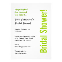 Bridal Shower Lime Green Leopard Confetti Announcements