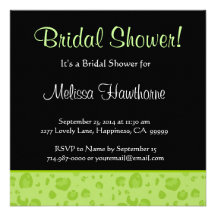 Bridal Shower Lime Green Leopard Confetti Personalised Announcement