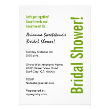 Bridal Shower Lime Green Leopard Confetti Personalised Invites