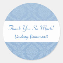 Bridal Shower Thank You Baby Blue Damask V68 Sticker