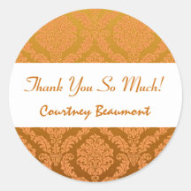 Bridal Shower Thank You Gold Damask V34 Round Sticker