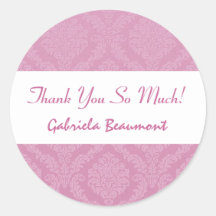 Bridal Shower Thank You Pastel Pink Damask V63 Sticker