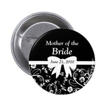 Bridal Swirls Bridal Party White Pinback Buttons