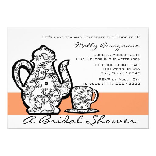 Bridal Tea with Changeable Colour Personalised Invites