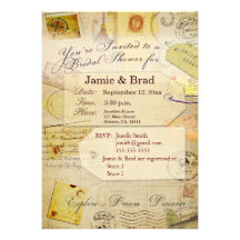 Bridal Travel Shower theme in cocoa and cream Invite