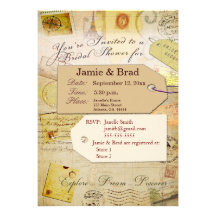 Bridal Travel Shower theme in cocoa and cream Custom Invite