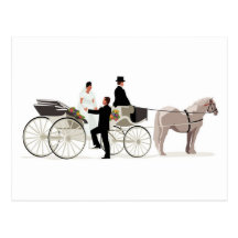 Bride and Groom and a Wedding Carriage Postcards