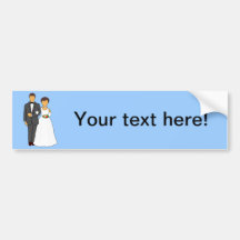 Bride and groom cartoon bumper sticker