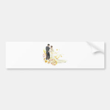 Bride and groom dancing floral background bumper sticker