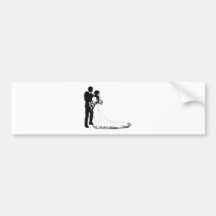 Bride and groom silhouette bumper sticker